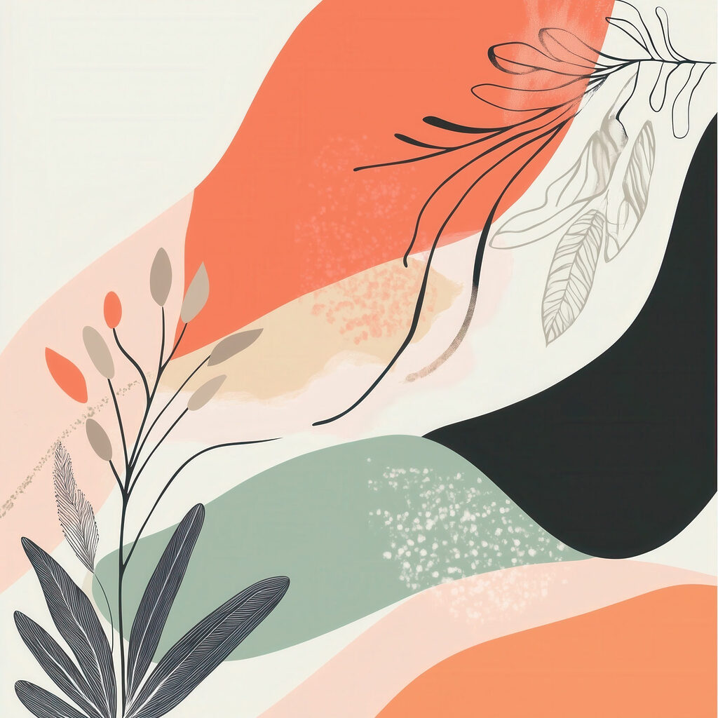 Colorful art with leaves and shapes Colorful art with leaves and shapes