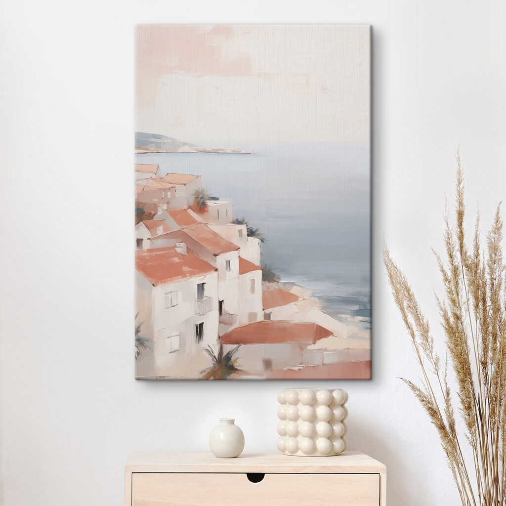 Watercolor of a town by the sea Watercolor of a town by the sea