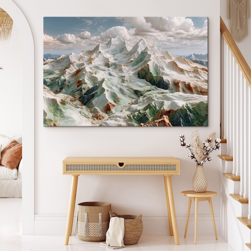 Snowy mountain with clouds in the sky