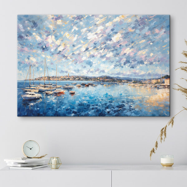 Painting of boats on water Painting of boats on water