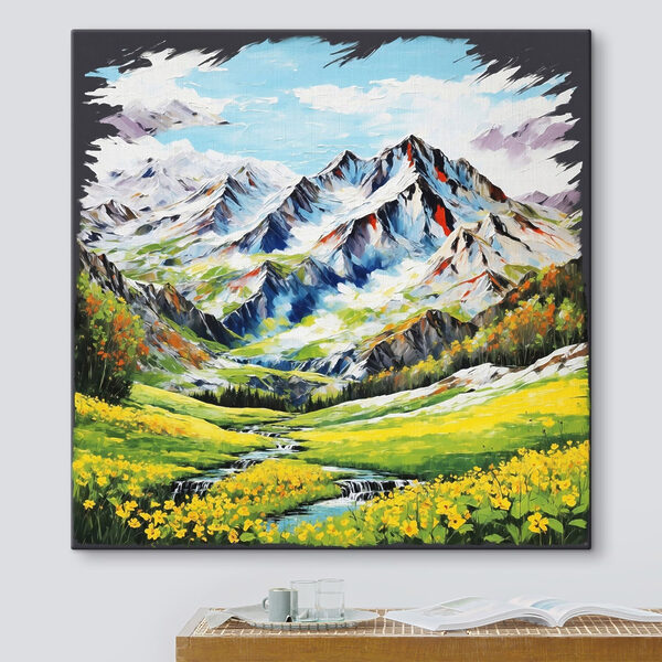 Painting of a mountain range Painting of a mountain range