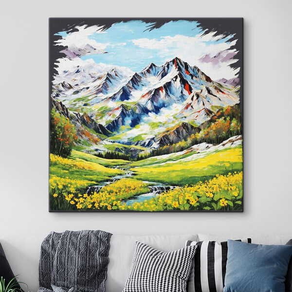 Painting of a mountain range Painting of a mountain range