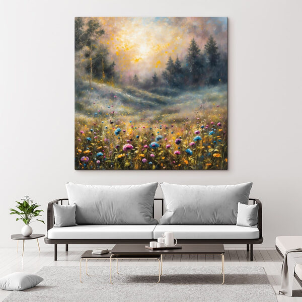 Painting of a field of flowers