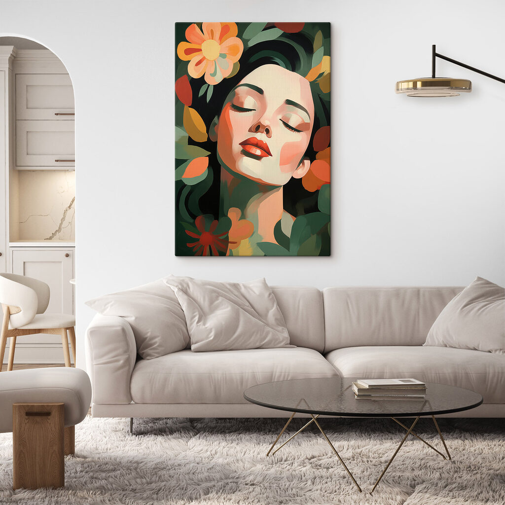 Serene beauty amidst floral colors