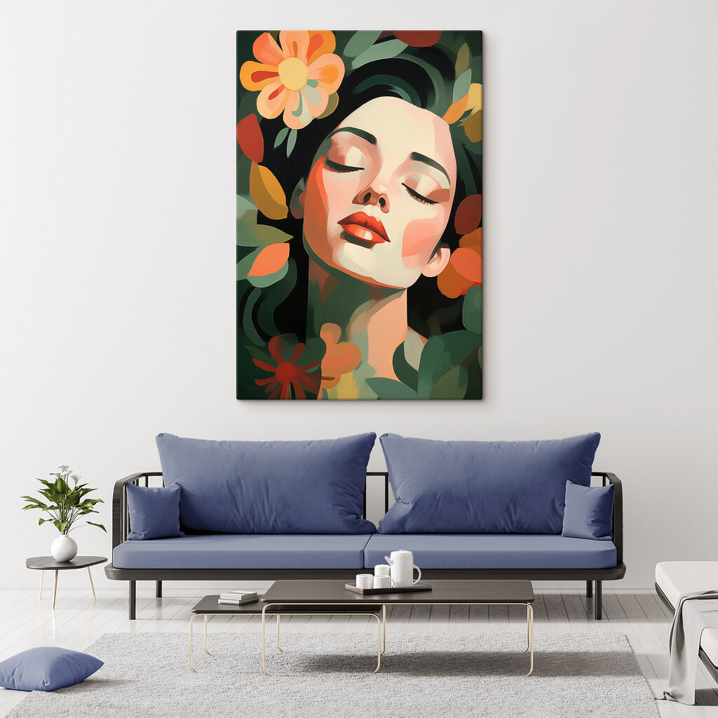 Serene beauty amidst floral colors