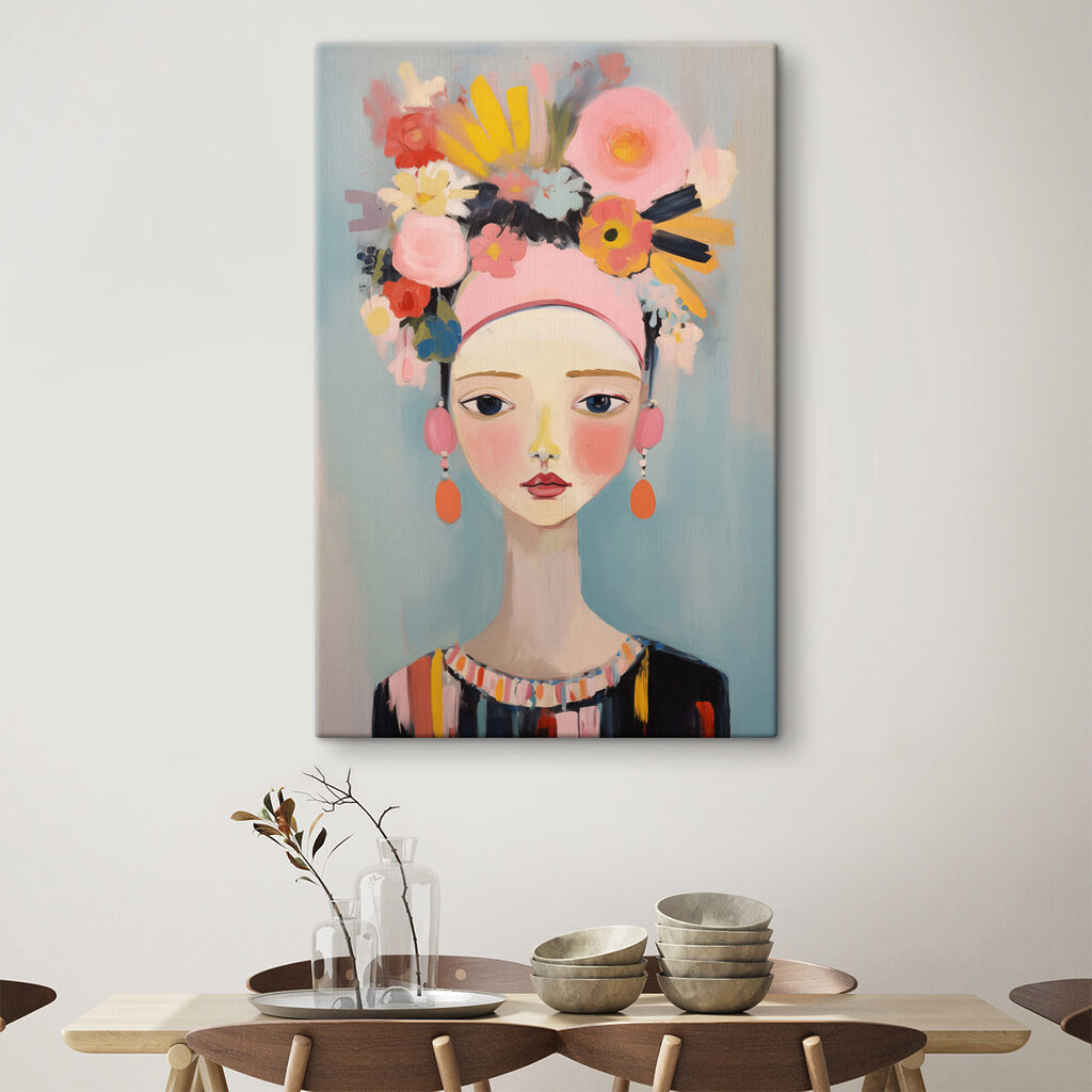 Painting of a woman with flowers in her hair
