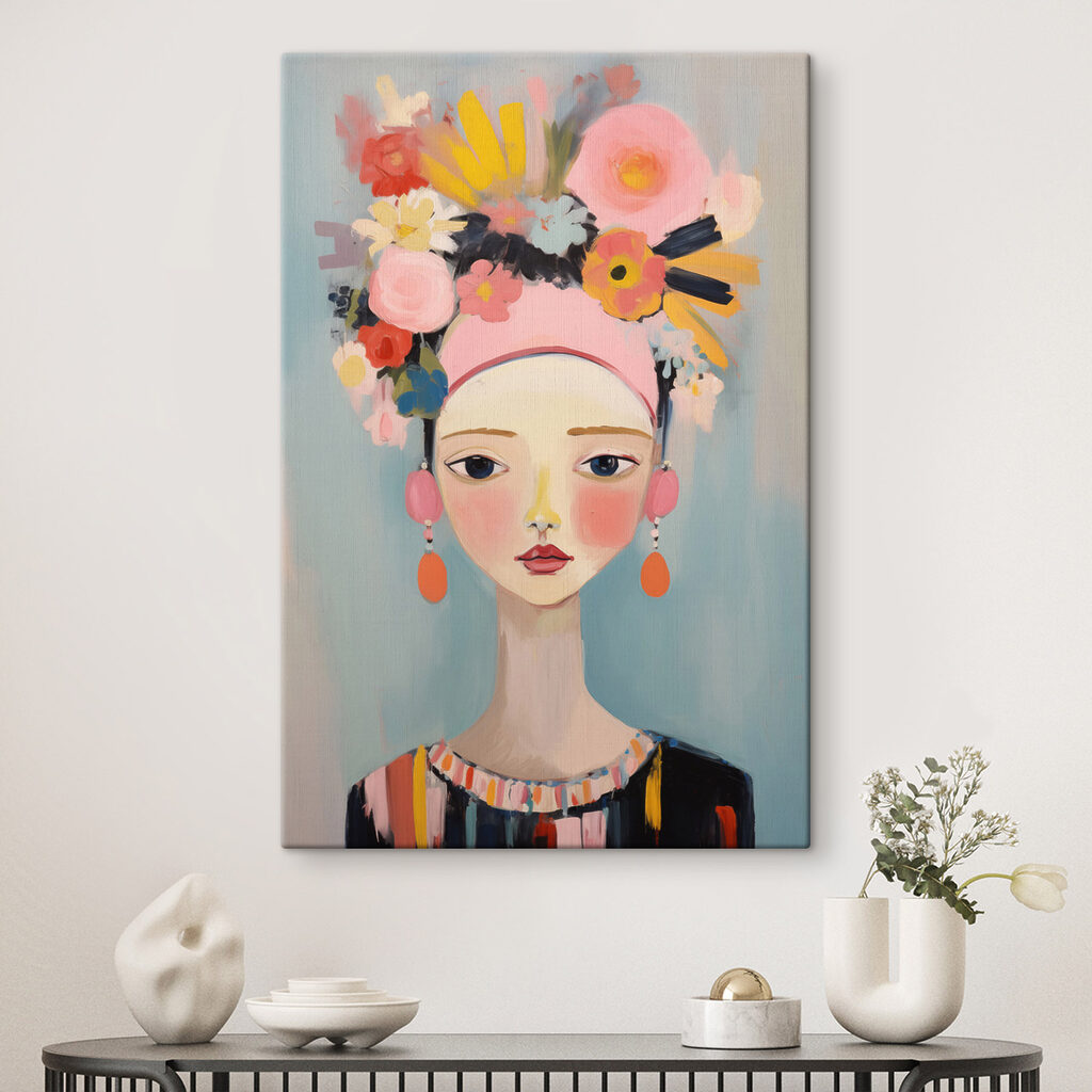 Painting of a woman with flowers in her hair