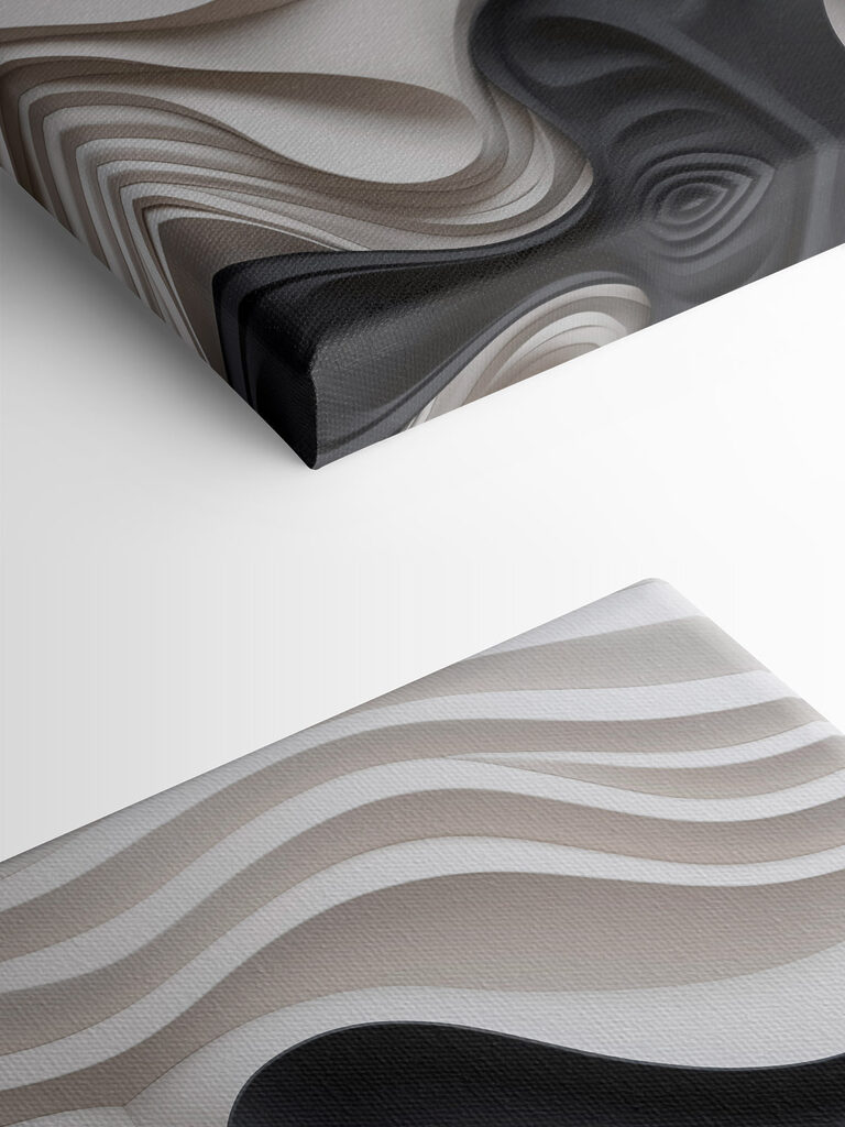 Black and white wavy shapes