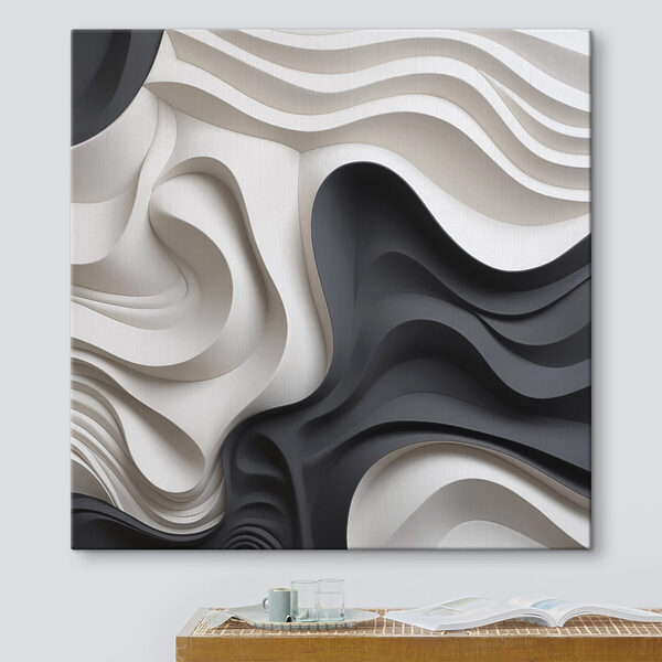 Black and white wavy shapes