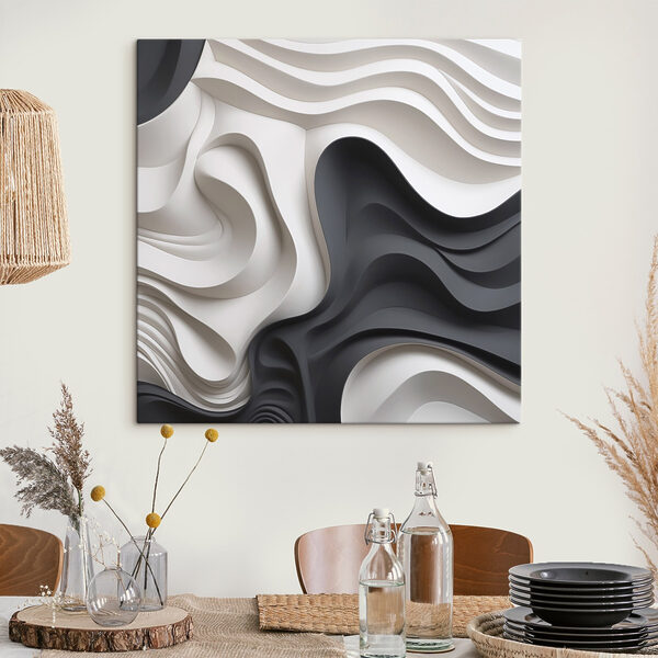 Black and white wavy shapes