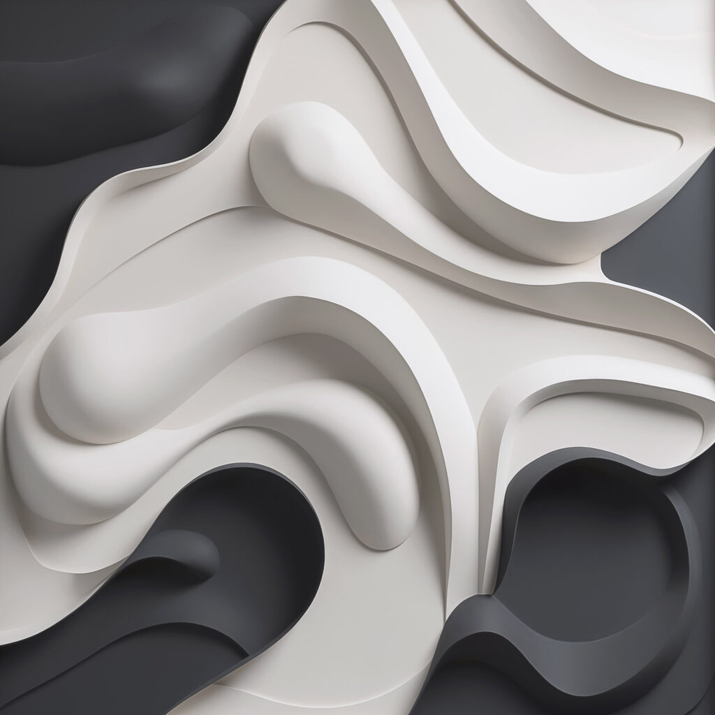 Black and white wavy shapes
