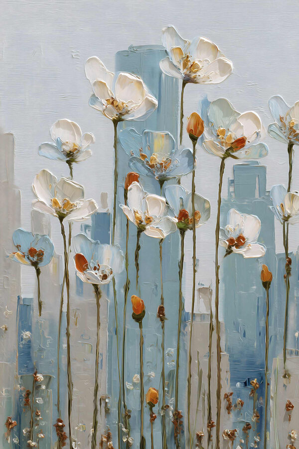 Painting of flowers on a wall