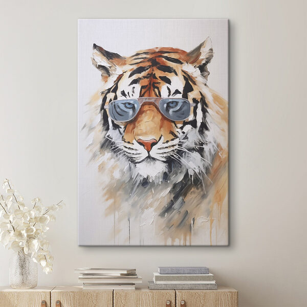 Painting of a tiger wearing sunglasses Painting of a tiger wearing sunglasses