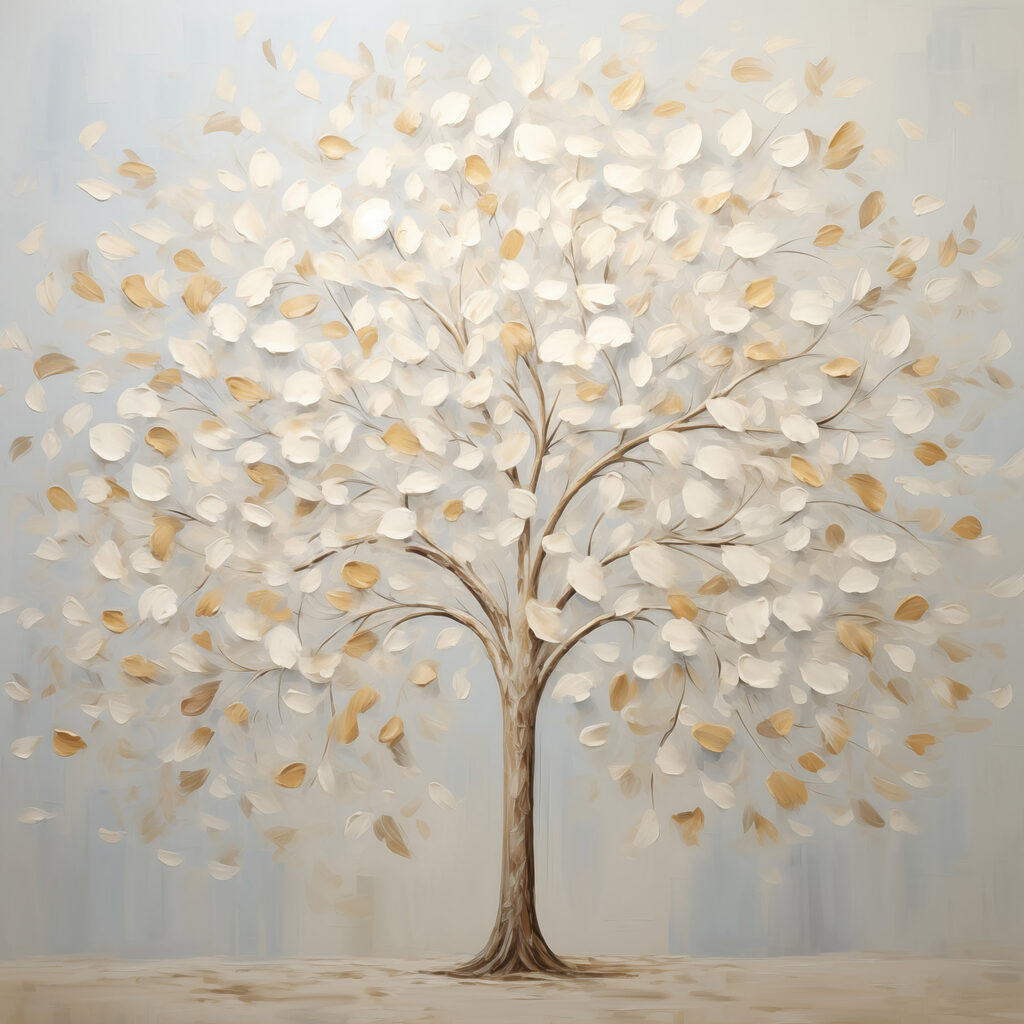 Painting of a tree with leaves Painting of a tree with leaves