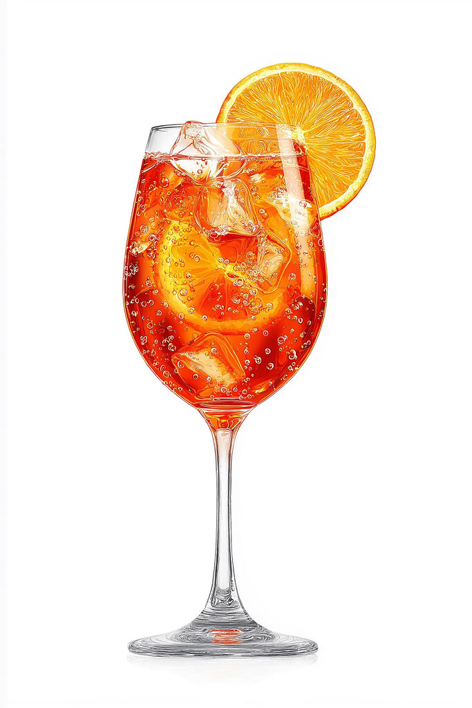 Glass of orange drink with ice and a slice of orange Glass of orange drink with ice and a slice of orange