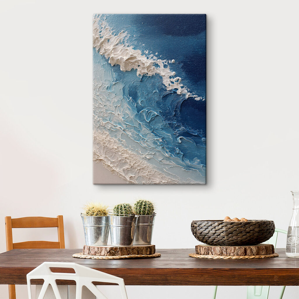 Waves dancing on textured canvas