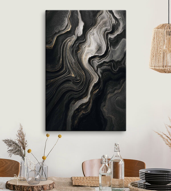 Black and white marbled surface