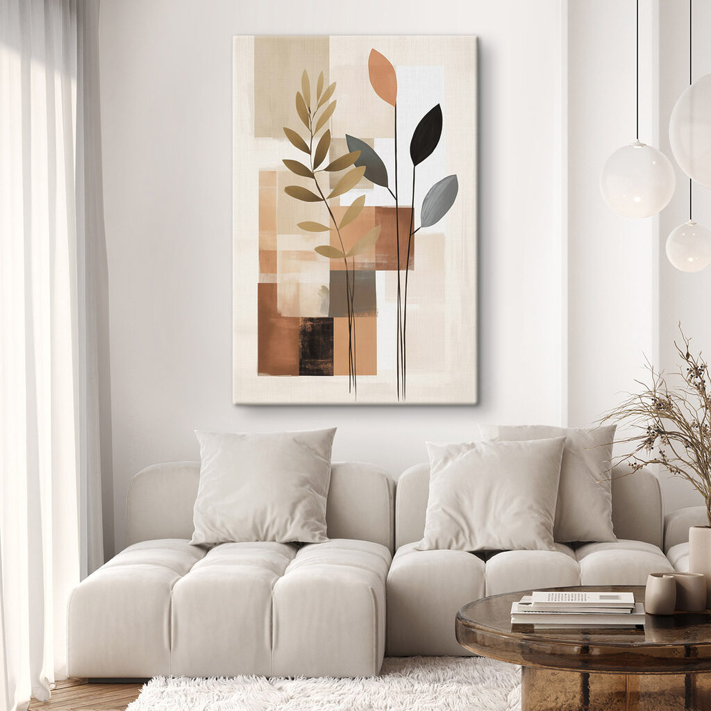 Painting of leaves and squares Painting of leaves and squares
