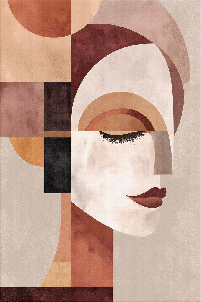 Woman's face with different colors
