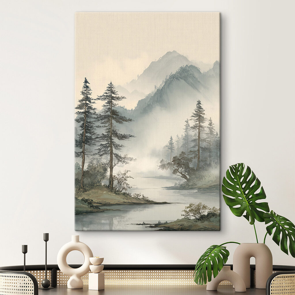 River with trees and mountains in the background River with trees and mountains in the background