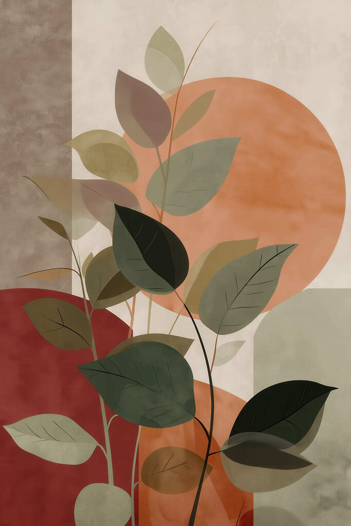 Plant with leaves and a sun