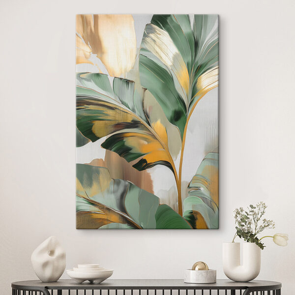 Vibrant tropical leaves in bold hues