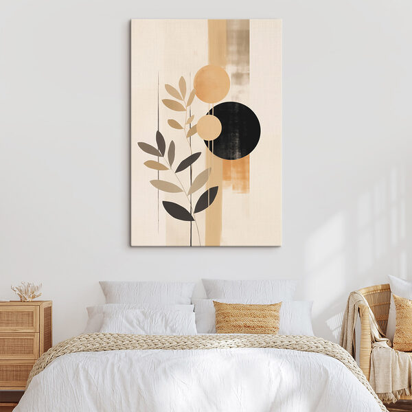 Painting of a plant with circles and leaves