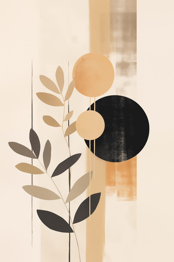 Painting of a plant with circles and leaves