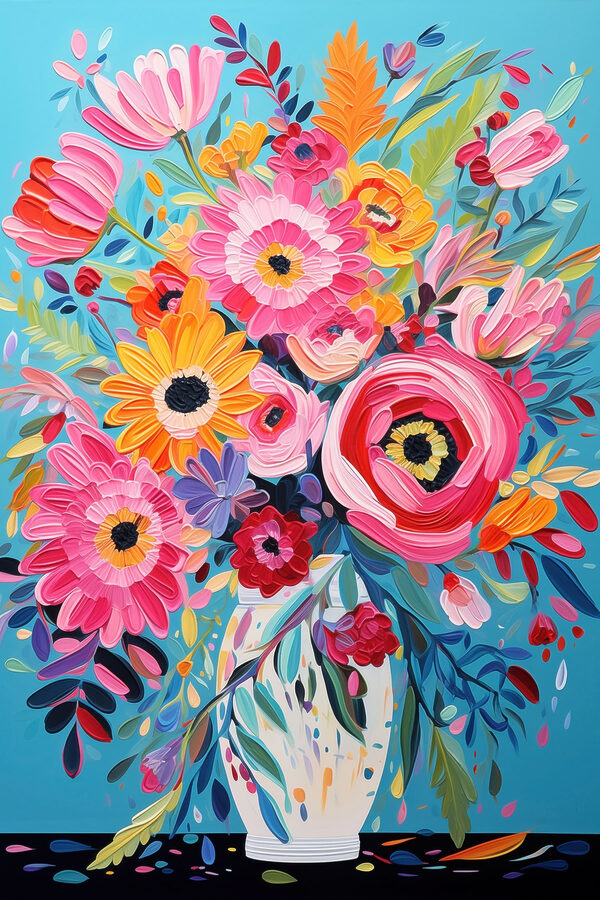 Painting of flowers in a vase Painting of flowers in a vase