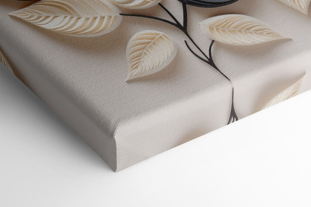 Black and white leaves on a white surface