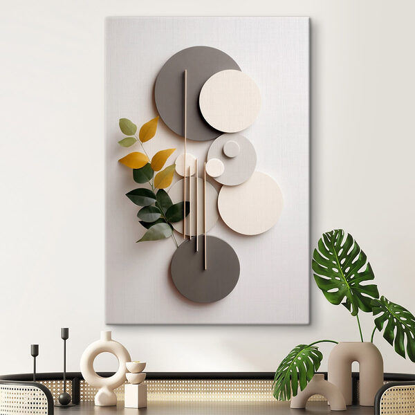 Wall art with circles and leaves Wall art with circles and leaves