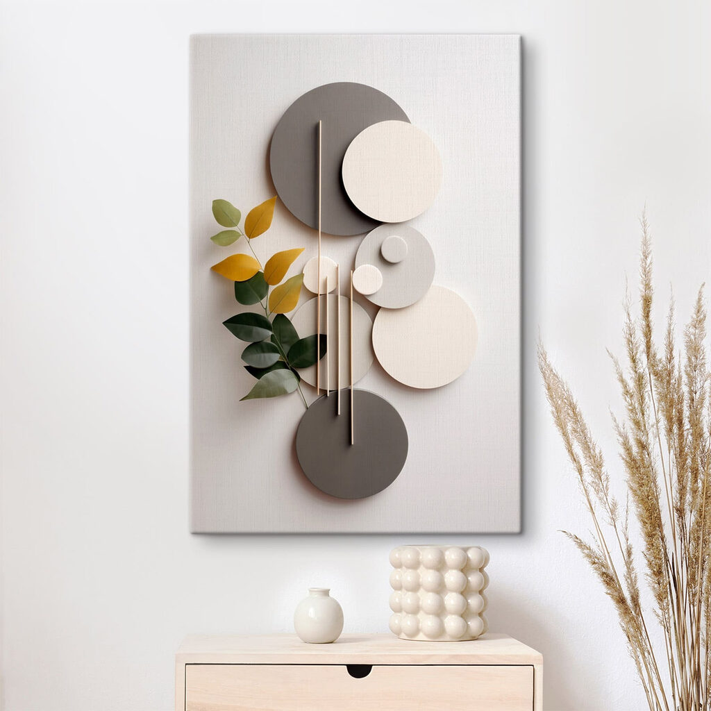Wall art with circles and leaves Wall art with circles and leaves