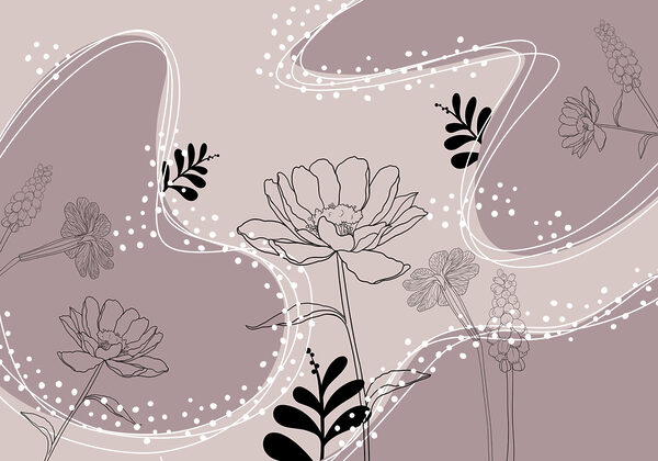 Drawing of flowers and leaves Drawing of flowers and leaves