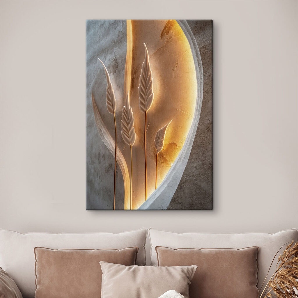 Sculpture of leaves and a light