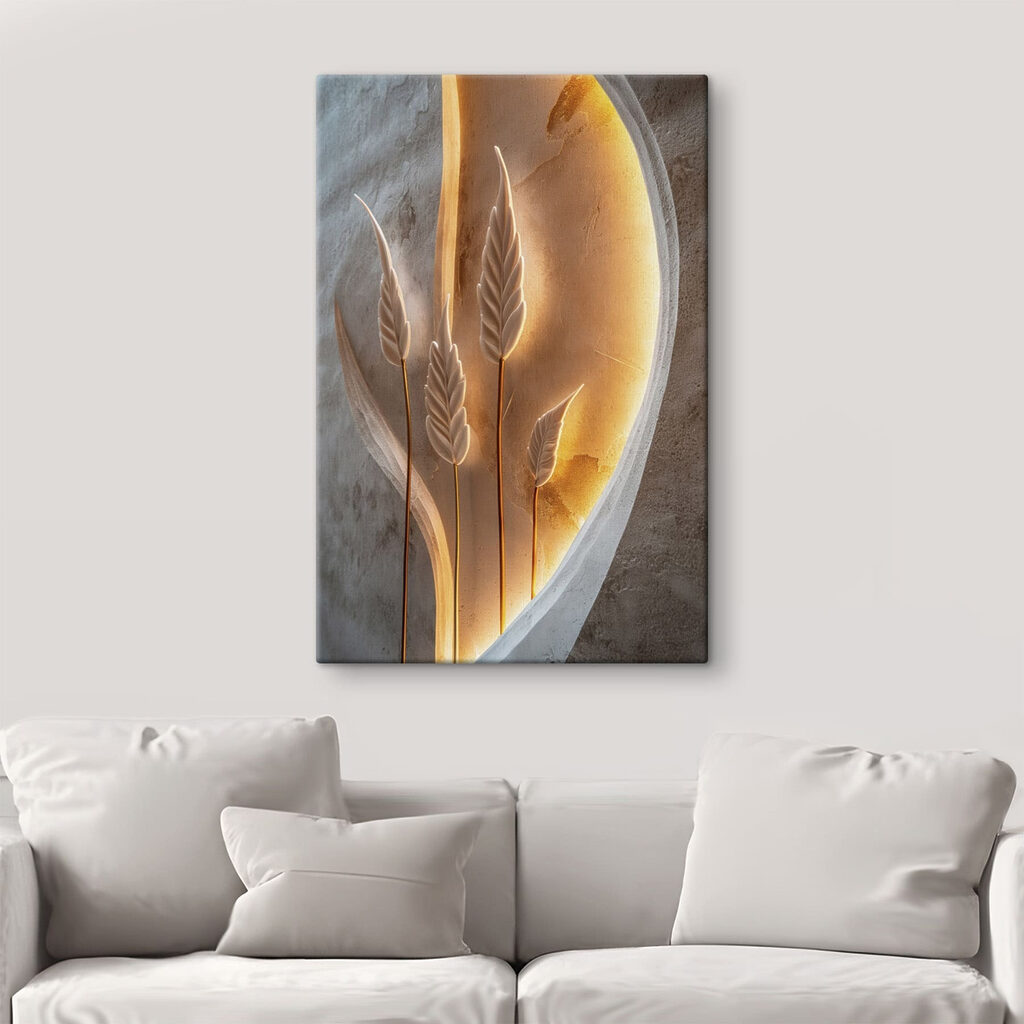 Sculpture of leaves and a light