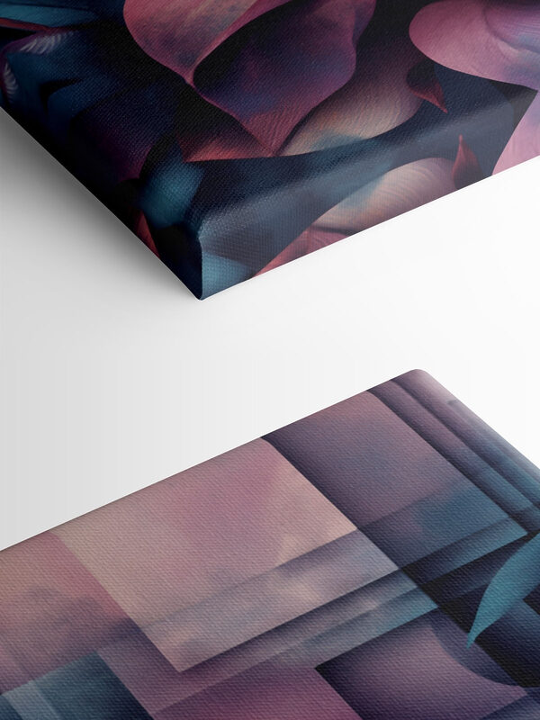 Vibrant blooms amidst abstract shapes