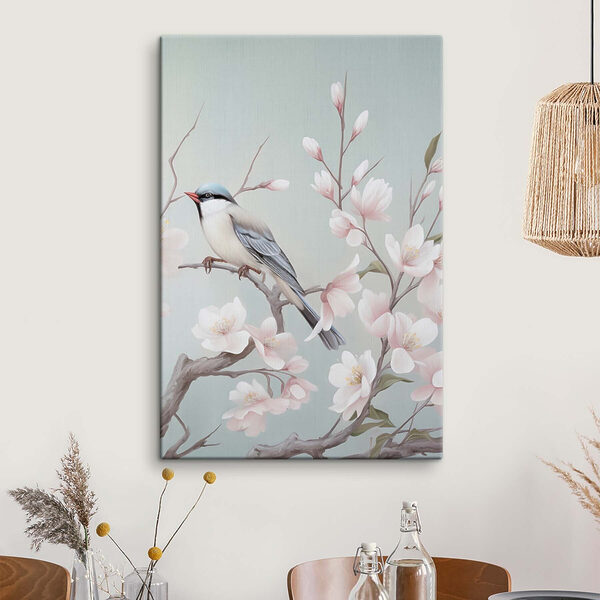 Bird on a branch with flowers