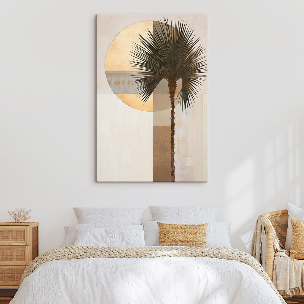 Palm tree in front of a circle