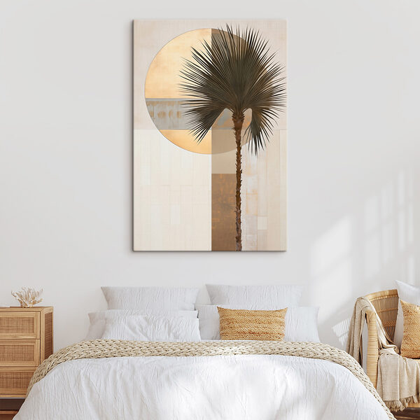 Palm tree in front of a circle