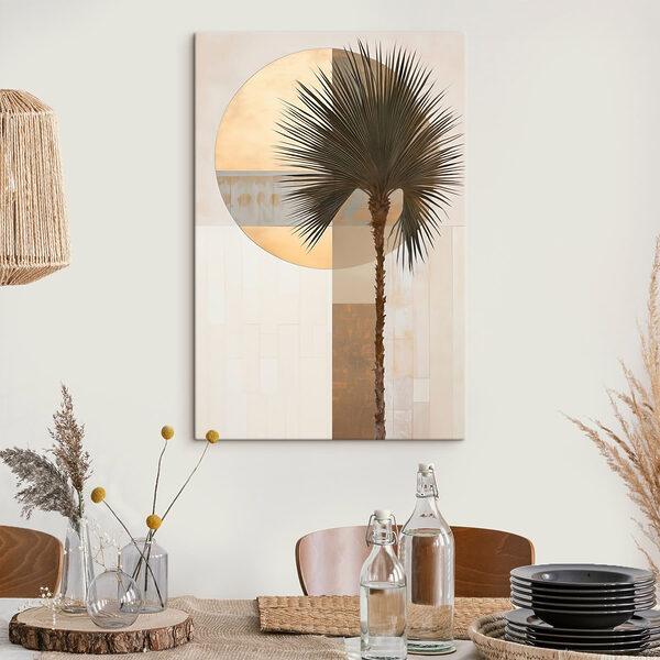 Palm tree in front of a circle