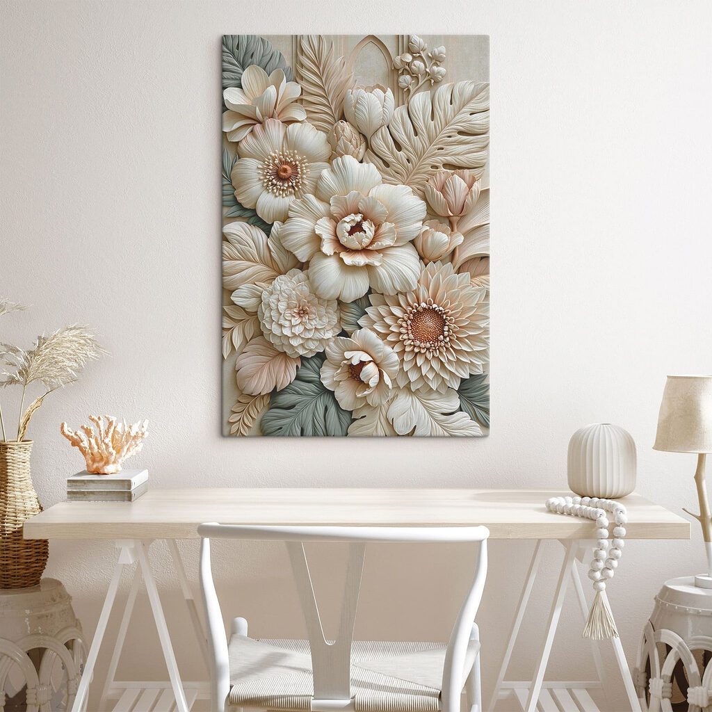 Delicate floral arrangement in relief