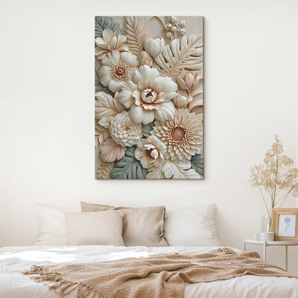 Delicate floral arrangement in relief