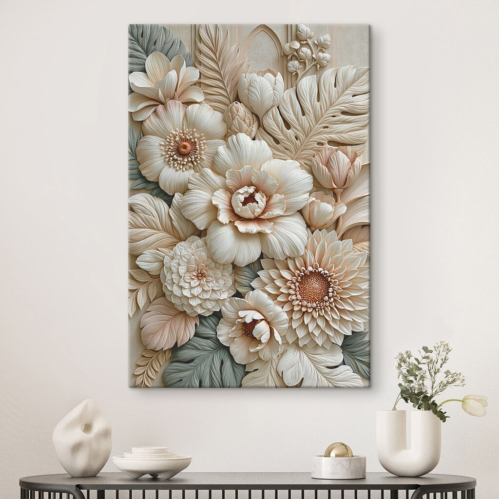 Delicate floral arrangement in relief