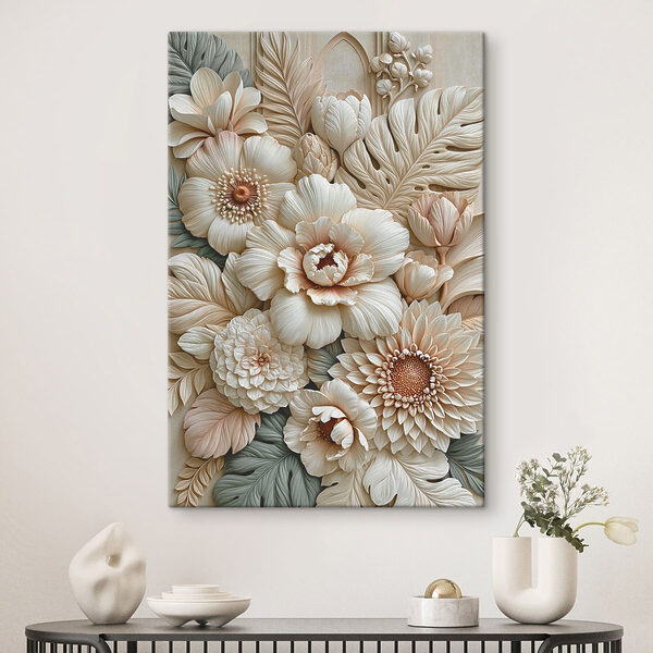 Delicate floral arrangement in relief