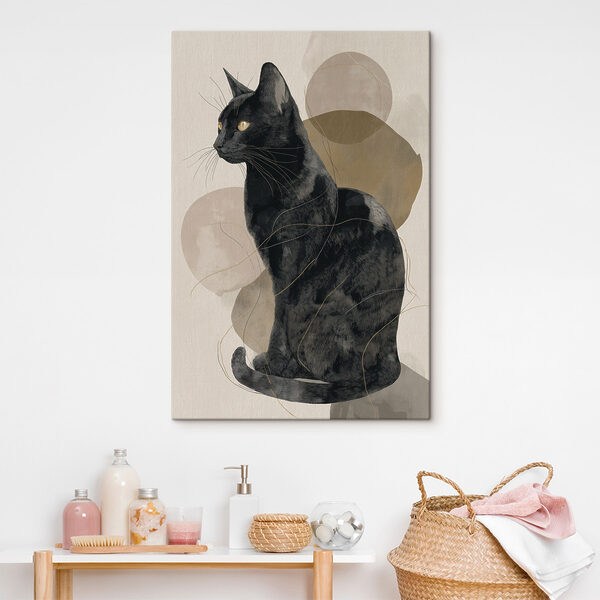 Black cat with yellow eyes