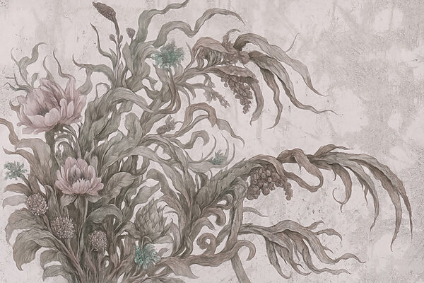 Painting of flowers and leaves