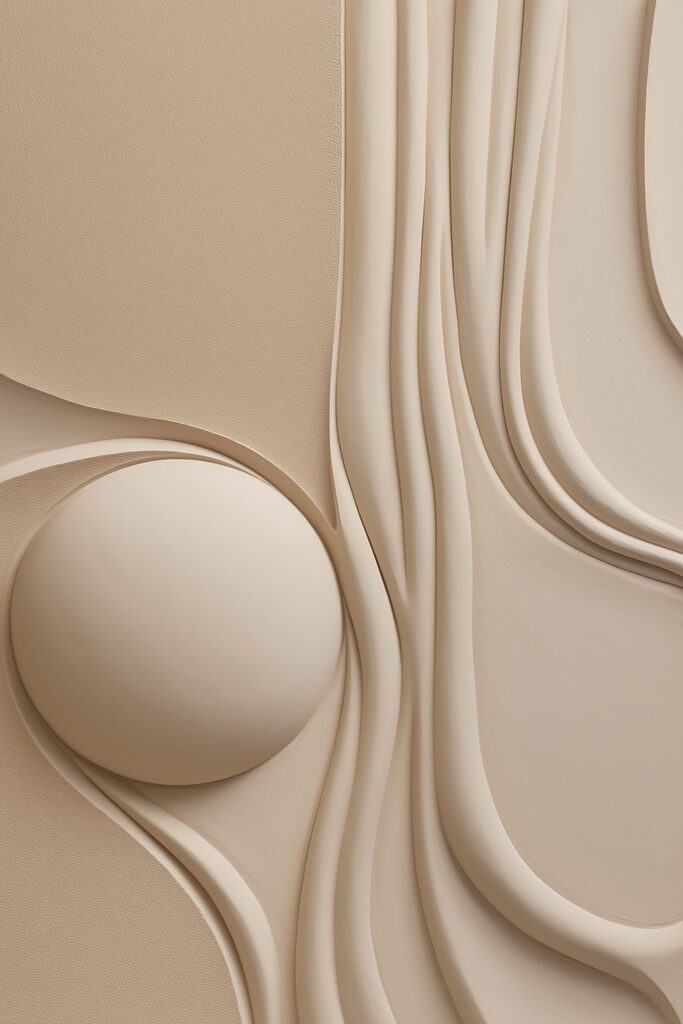 White sphere on a beige surface