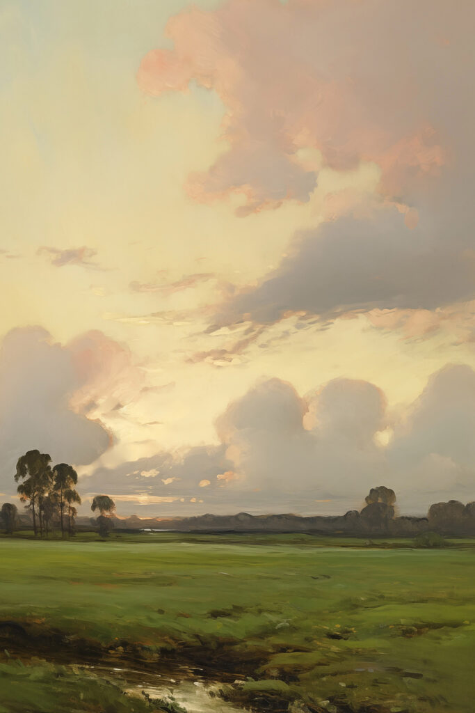 Landscape with trees and clouds