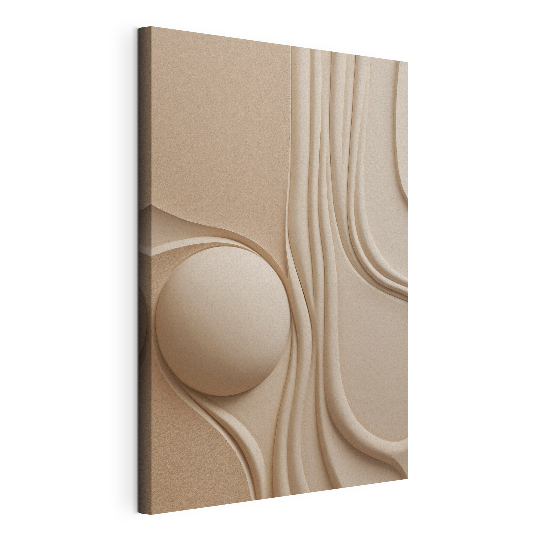 White sphere on a beige surface