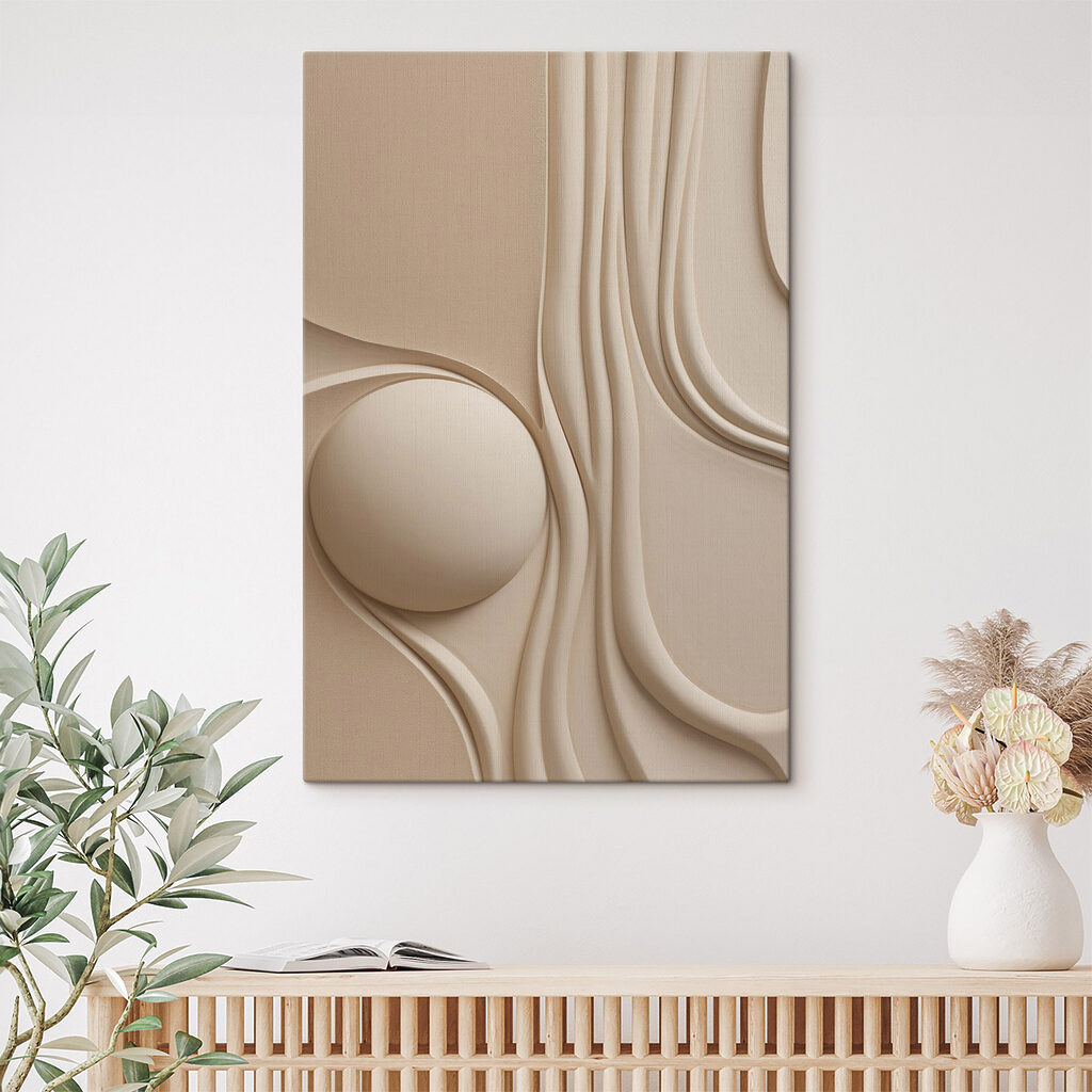 White sphere on a beige surface